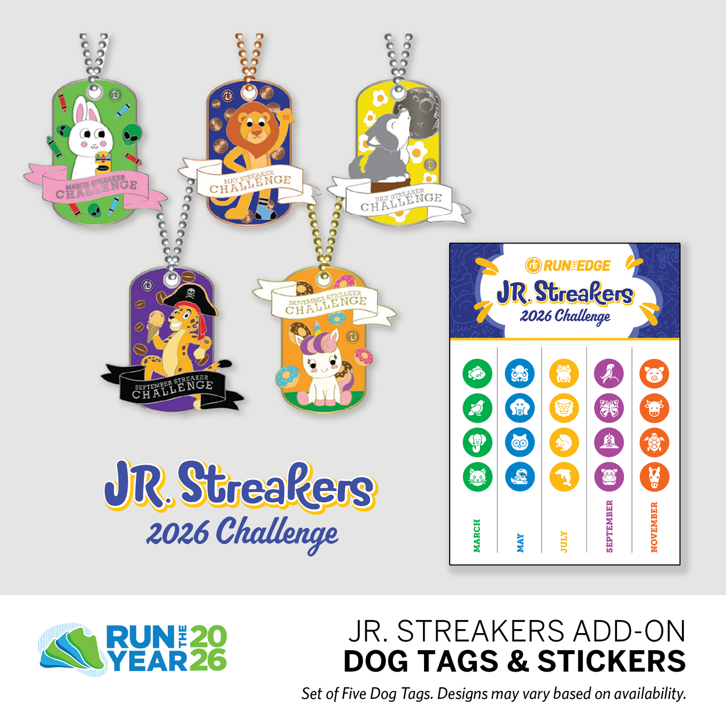 Kids Jr. Streaker tags and stickers