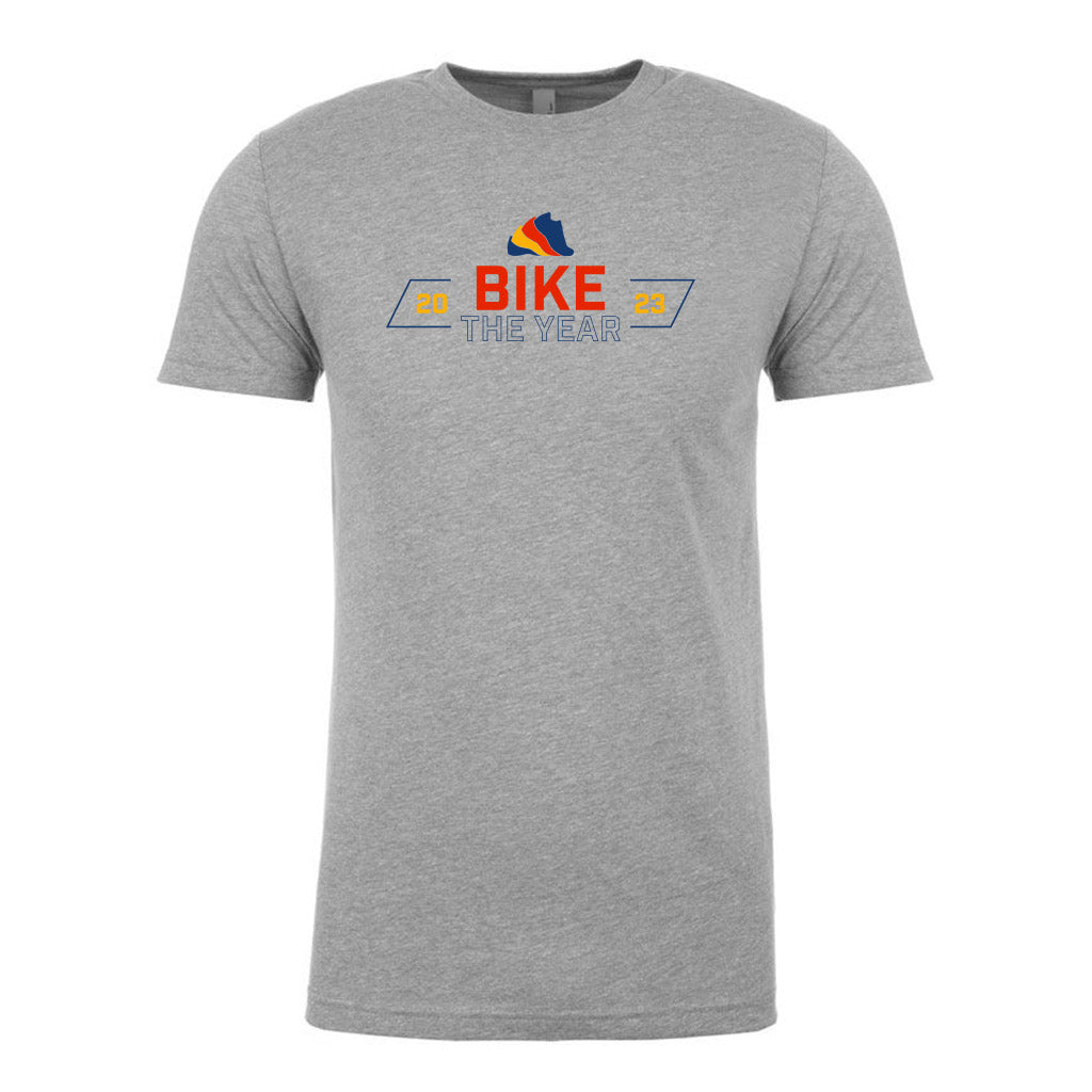 This casual tee celebrate the goal you have all year long. The Run The Year® 2023 lifestyle shirt is comfortable, lightweight, and reminds you for your 2023 fitness goals. Run, Walk, Bike, Move to get 2023 miles in 2023