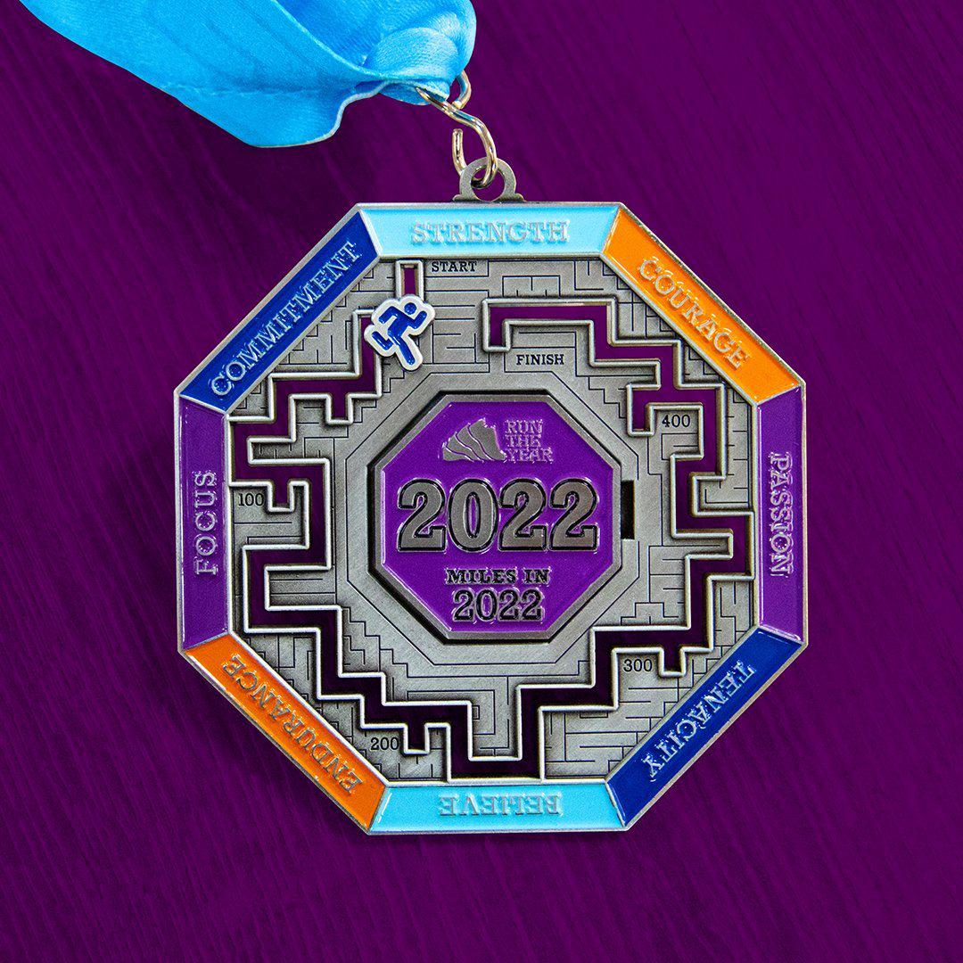 Run The Year 2022 Medal Only (No Registration!) Virtual Fitness Challenge Medals | Run The Edge