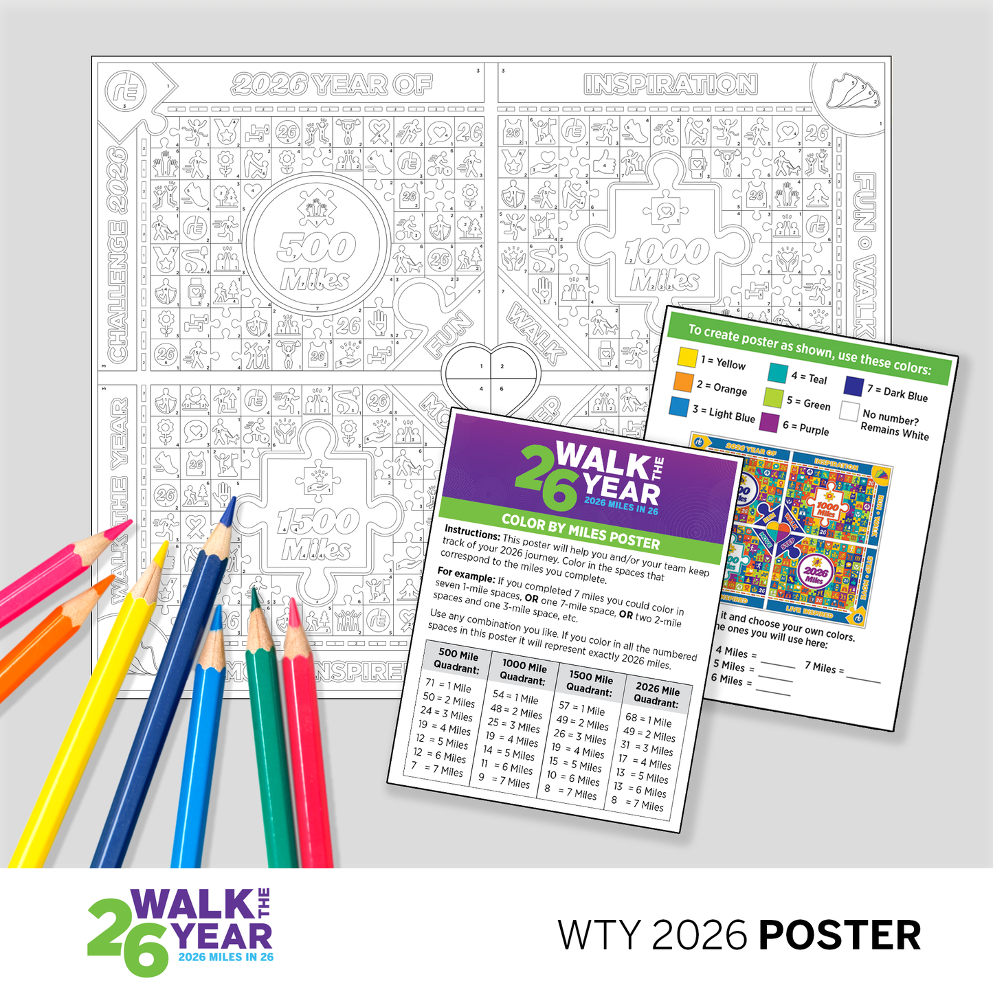 2026 Walk the Year Color by Miles Poster