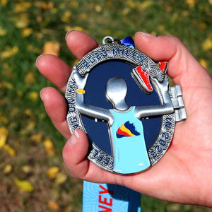 Run The Year 2023 Virtual Fitness Challenge Hand Holding Medal | Run The Edge