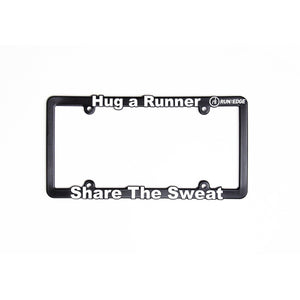 Hug a Runner License Plate Frame Virtual Fitness Challenge Accessories | Run The Edge