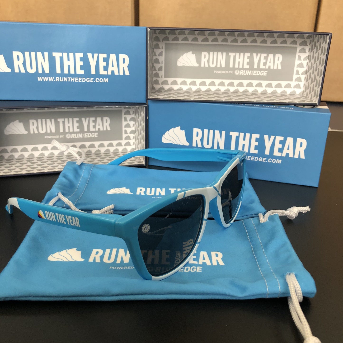 Run The Year "Bonk Blockers" Sunglasses Virtual Fitness Challenge Accessories | Run The Edge